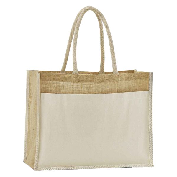 Cotton pocket natural starched jute shopper Thumbnail
