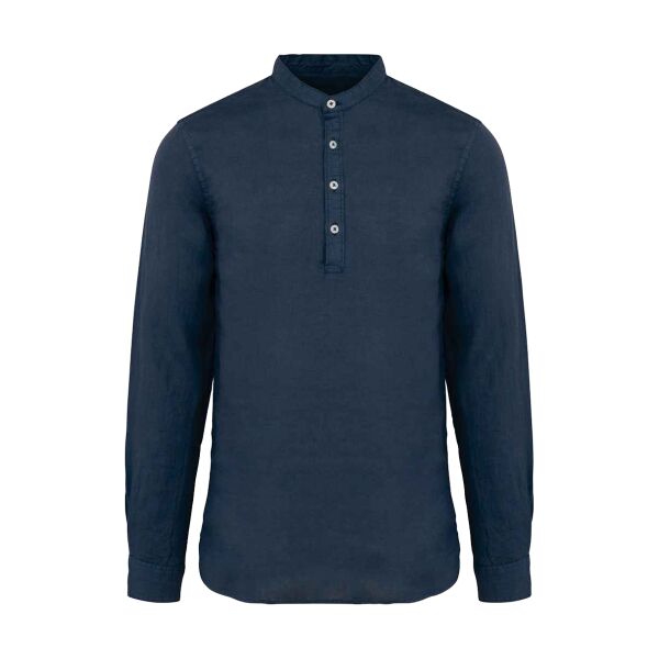 Spasso Washed Mao Collar Shirt Thumbnail